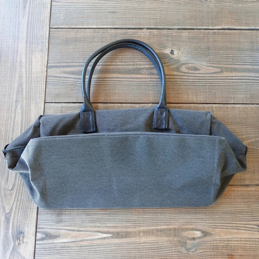 John Varvatos Mens Canvas Duffle Bag Grey Travel Weekender Carry On Gym Modern